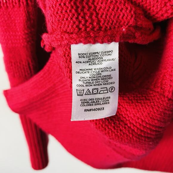 Ann Taylor LOFT Size Medium Textured Stripe Mock Neck Tunic Sweater Red - Picture 6 of 6